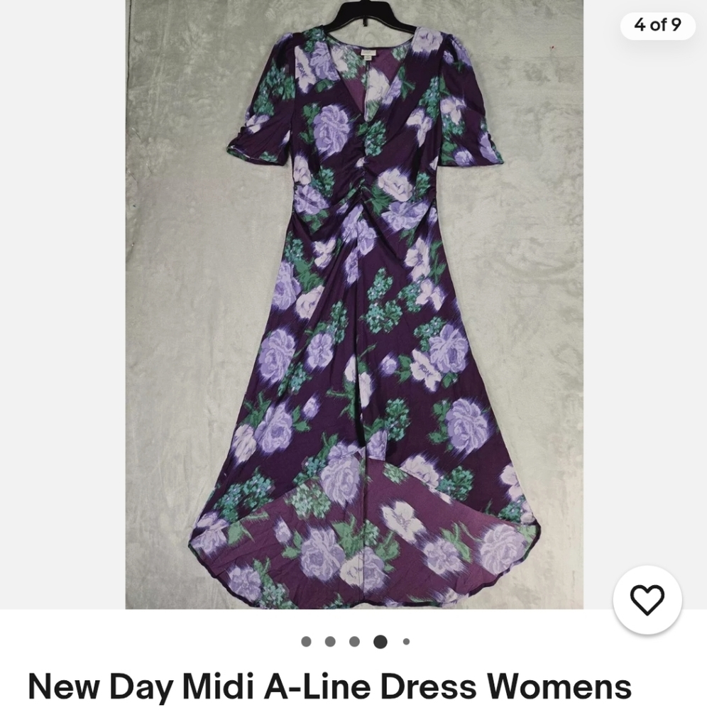 Sundress A new Day midi A line women's dress size small new Crepe Ruched short s